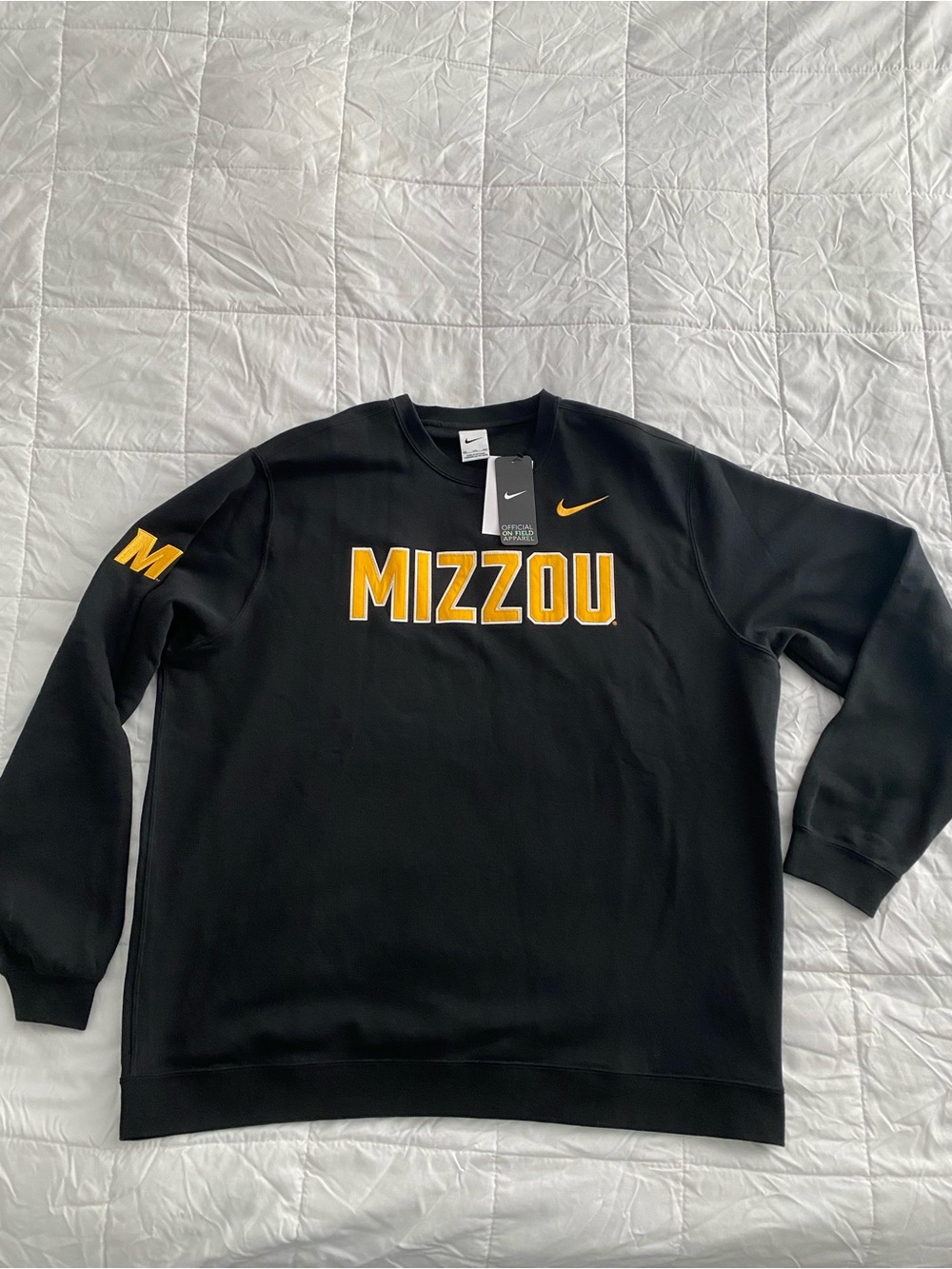 Nike Black & Gold Mizzou Crewneck Sweatshirt | Missouri Tigers On-Field 2XL NEW